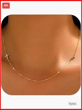 Sterling Silver 14k Gold Plated Cross Necklace with CZ Pendant